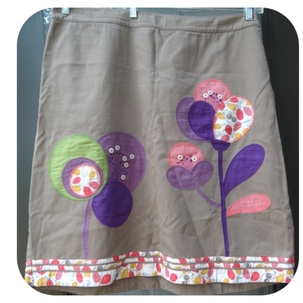 Boden Multicolor Embroidered Floral Skirt 14L